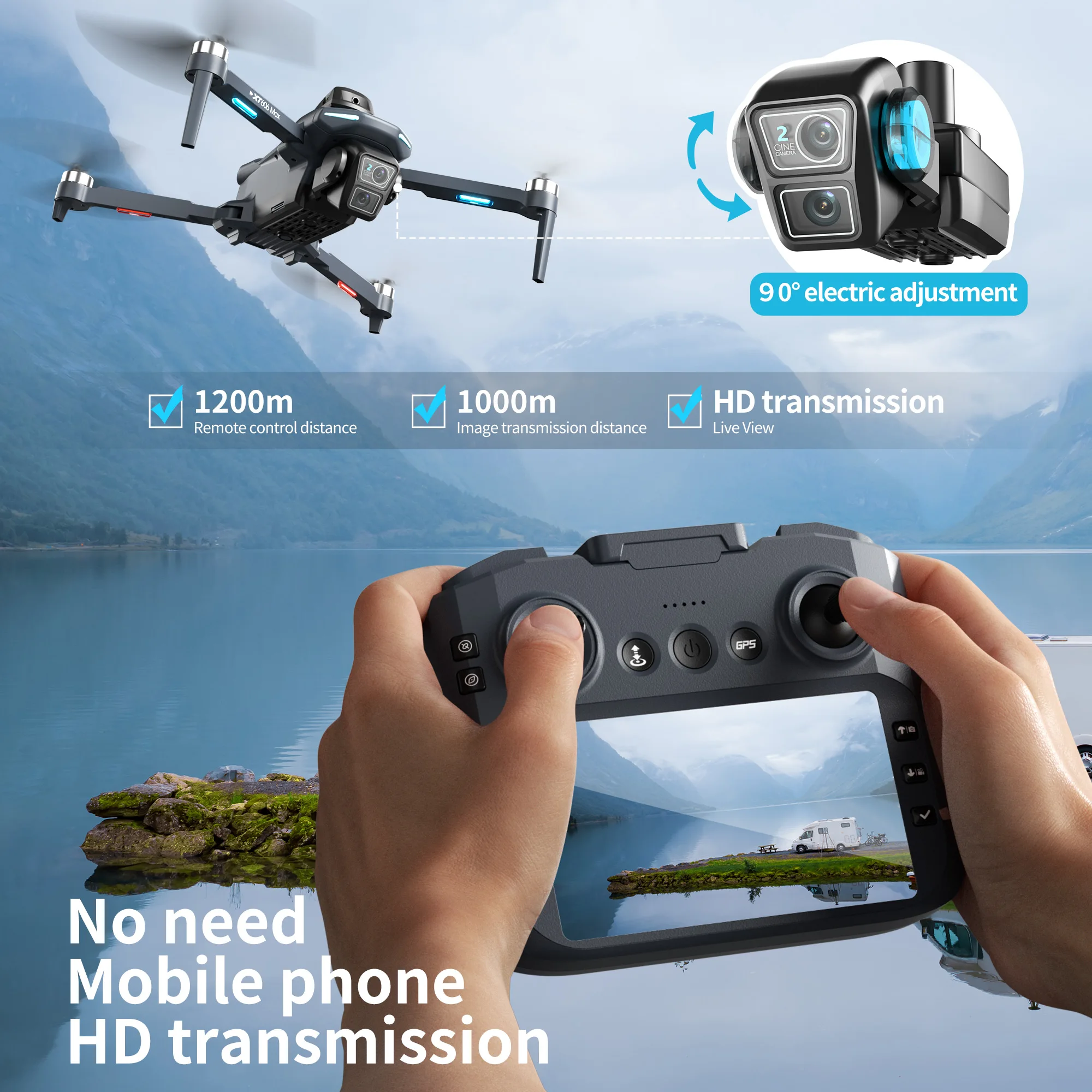 Drone Profesional XT606 Origin - Drone Gps Mount ulasan dan harga